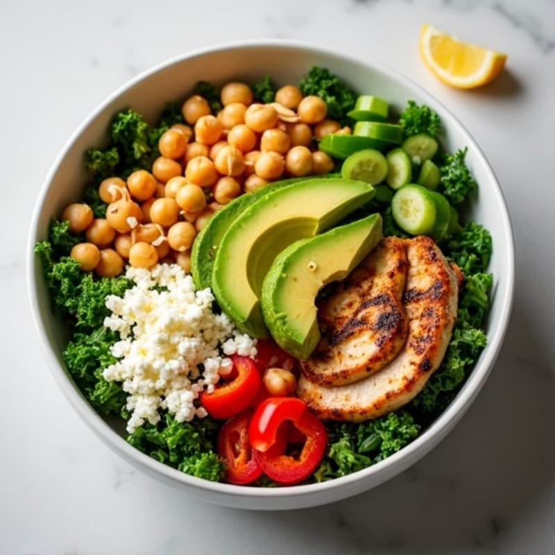 Crunchy Avocado Kale Bowl with Citrus Vinaigrette