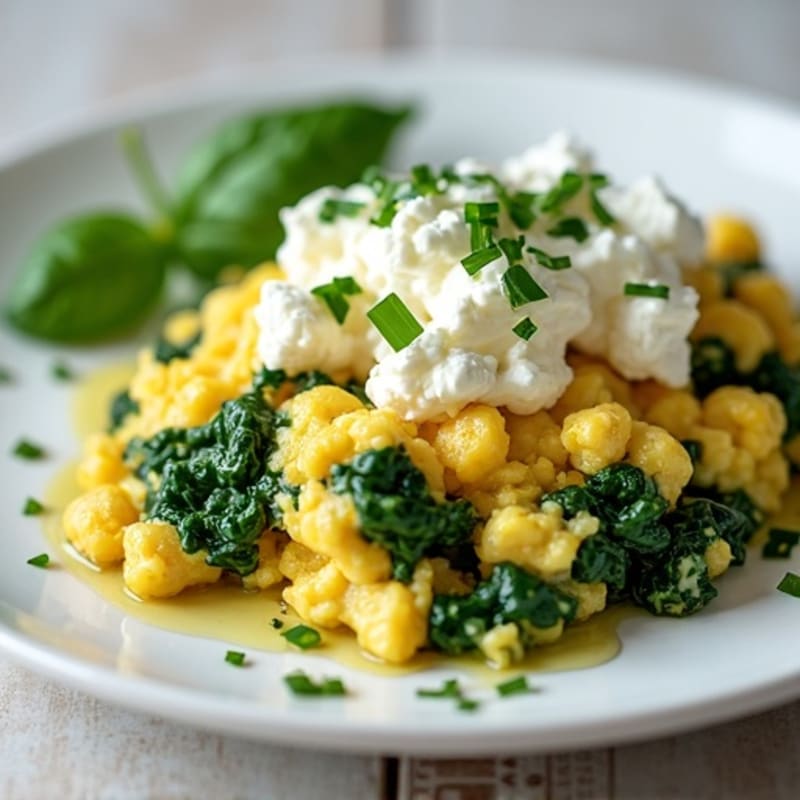 Egg White and Spinach Scramble with Cottage Cheese