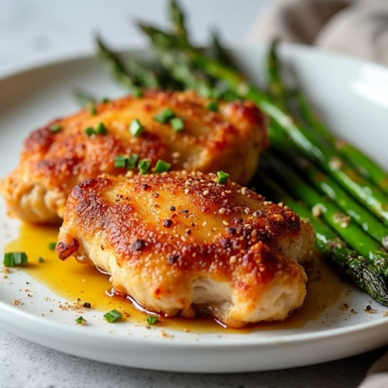 Crispy Baked Chicken Thighs with Roasted Asparagus