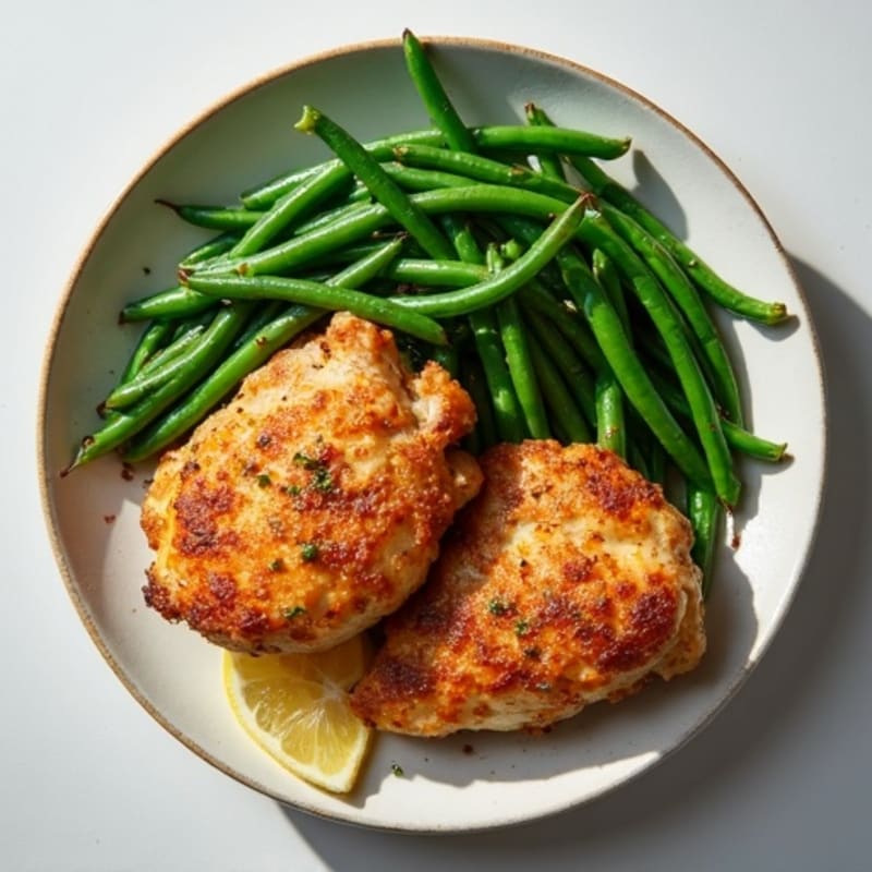 Crispy Roasted Chicken Thighs with Garlicky Green Beans