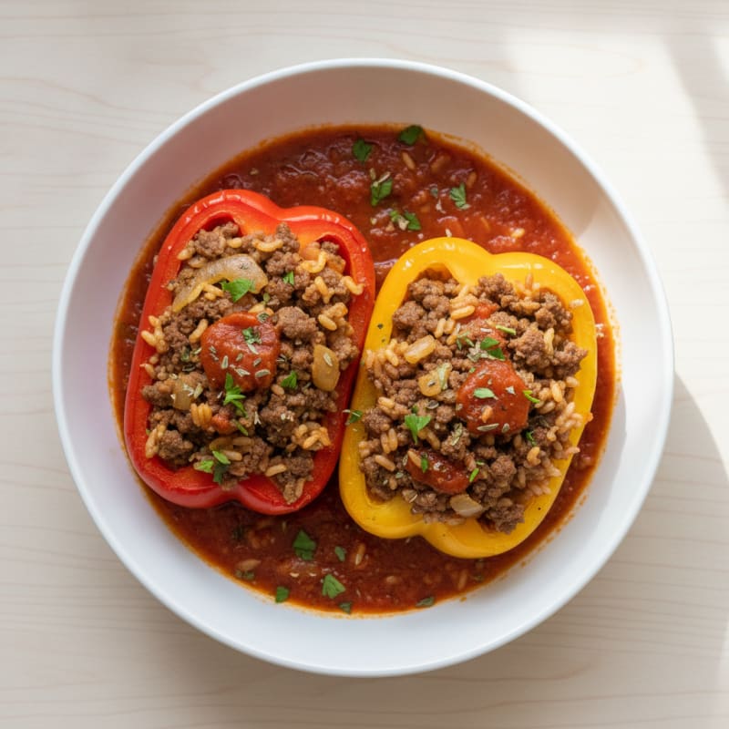Beef and Rice Stuffed Bell Peppers