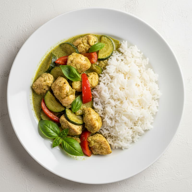 Green Curry Chicken with Coconut Rice