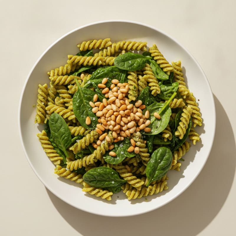 Pesto Pasta with Toasted Pine Nuts