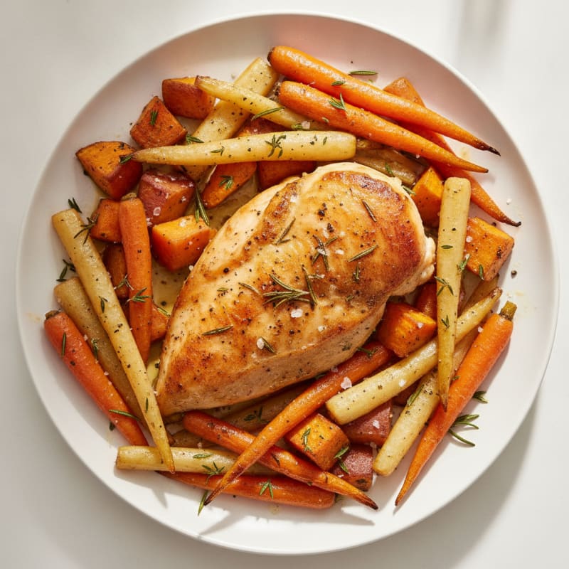 Herb-Baked Chicken with Roasted Root Vegetables