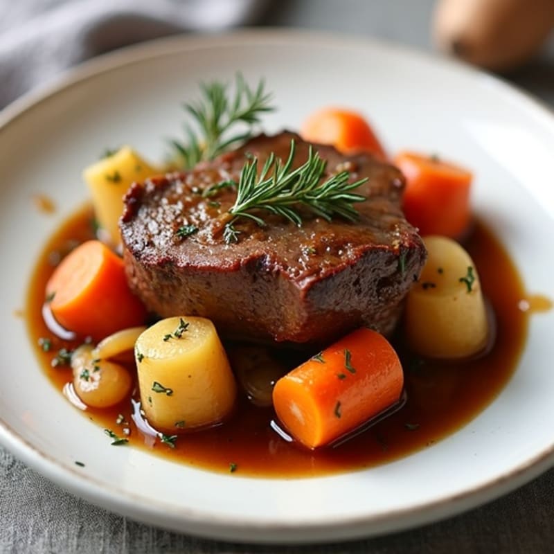 Herb-Garlic Braised Pot Roast with Root Vegetables