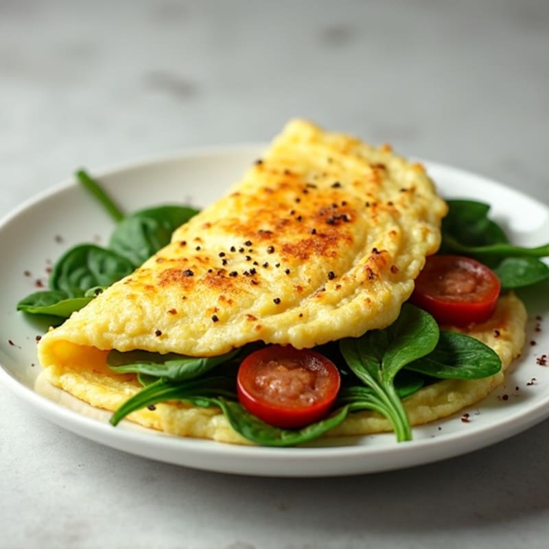 Egg White Spinach Omelette with Turkey Sausage