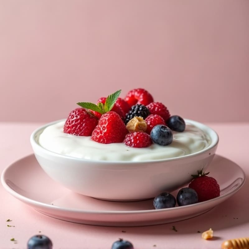 Creamy Greek Yogurt with Whey Protein and Mixed Berries