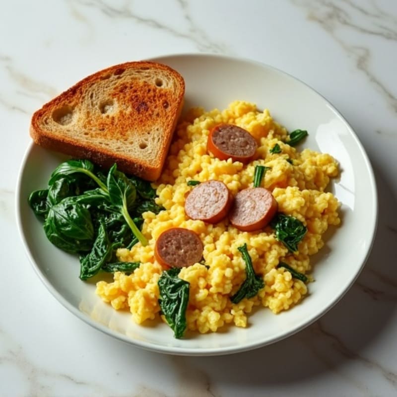 Egg White and Turkey Sausage Scramble with Spinach