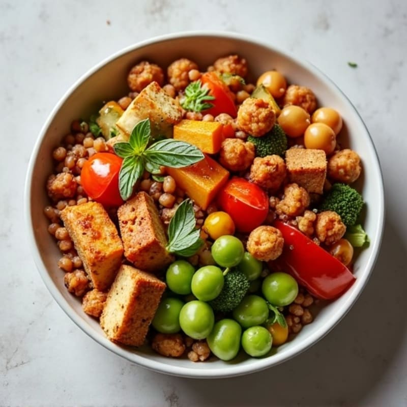 Hearty Spiced Lentil and Roasted Vegetable Bowl
