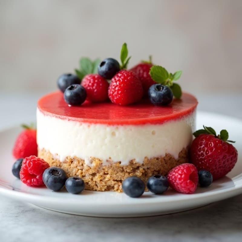 Greek Yogurt Protein Cheesecake with Fresh Berries