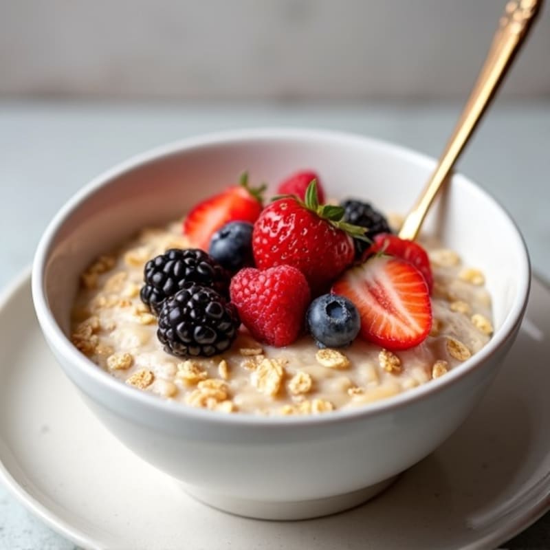 Creamy Vanilla Protein Oatmeal with Berries