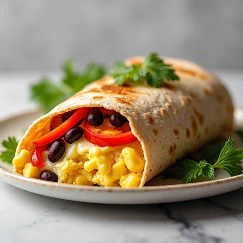 Hearty Scrambled Egg and Black Bean Whole Wheat Burrito