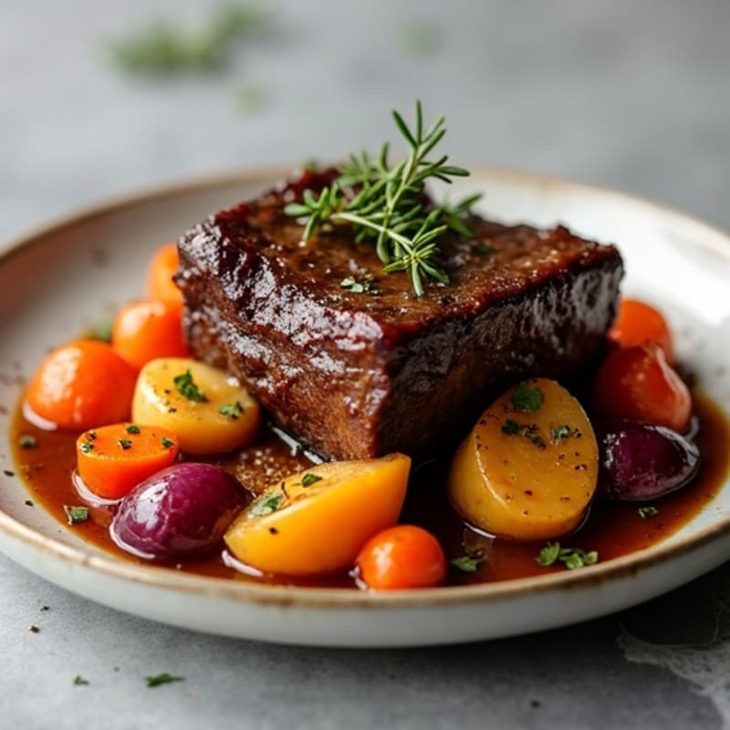 Slow-Braised Short Ribs with Roasted Root Vegetables