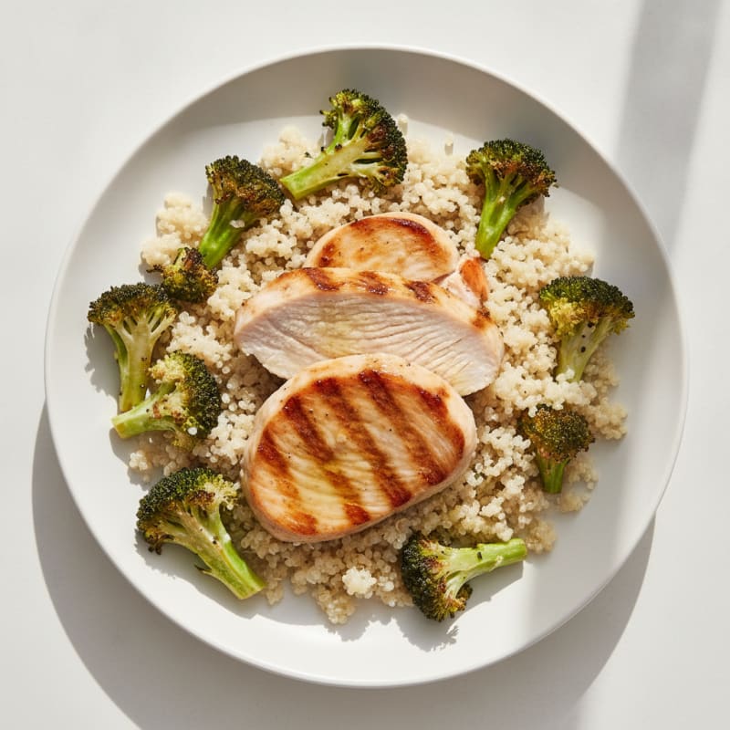 Grilled Turkey Breast with Roasted Broccoli and Quinoa