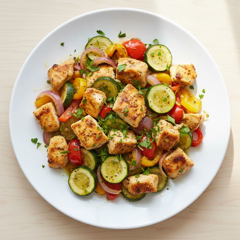 Zesty Roasted Vegetable and Chicken Medley