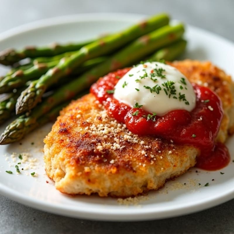 Crispy Chicken Parmesan with Roasted Asparagus