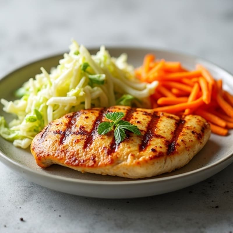 Grilled Chicken Breast with Crunchy Cabbage Slaw