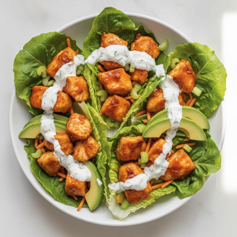Buffalo Ranch Chicken Lettuce Wraps