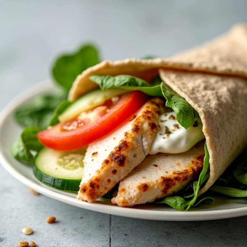 Creamy Grilled Chicken and Fresh Veggie Whole Wheat Wrap