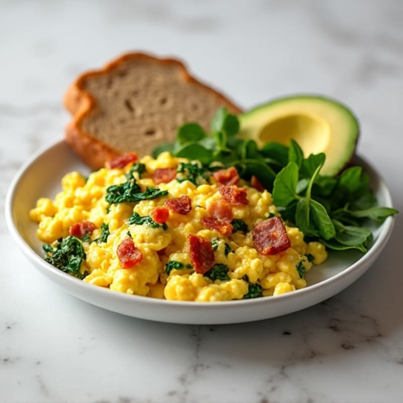 Egg White Scramble with Spinach and Turkey Bacon