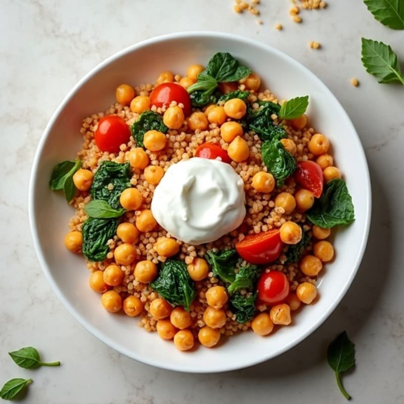 Creamy Chickpea and Quinoa Skillet with Spinach