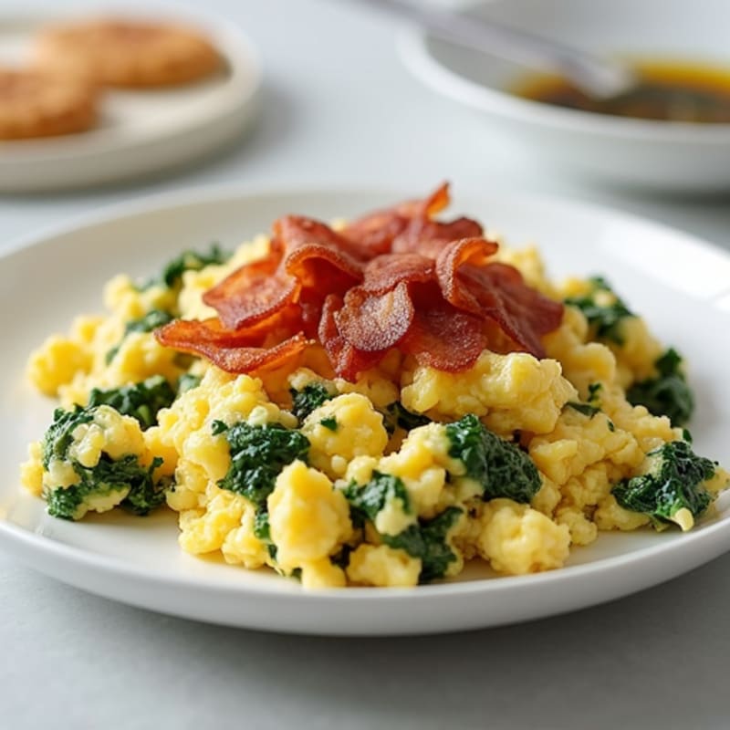 Egg White Scramble with Spinach and Turkey Bacon