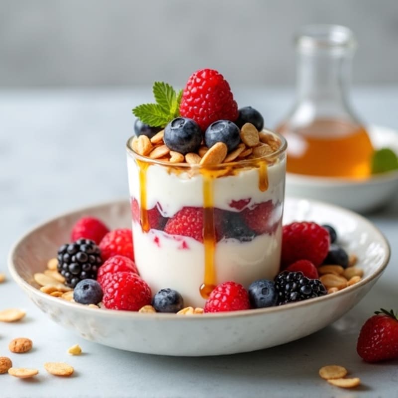 Greek Yogurt Parfait with Mixed Berries and Toasted Almonds