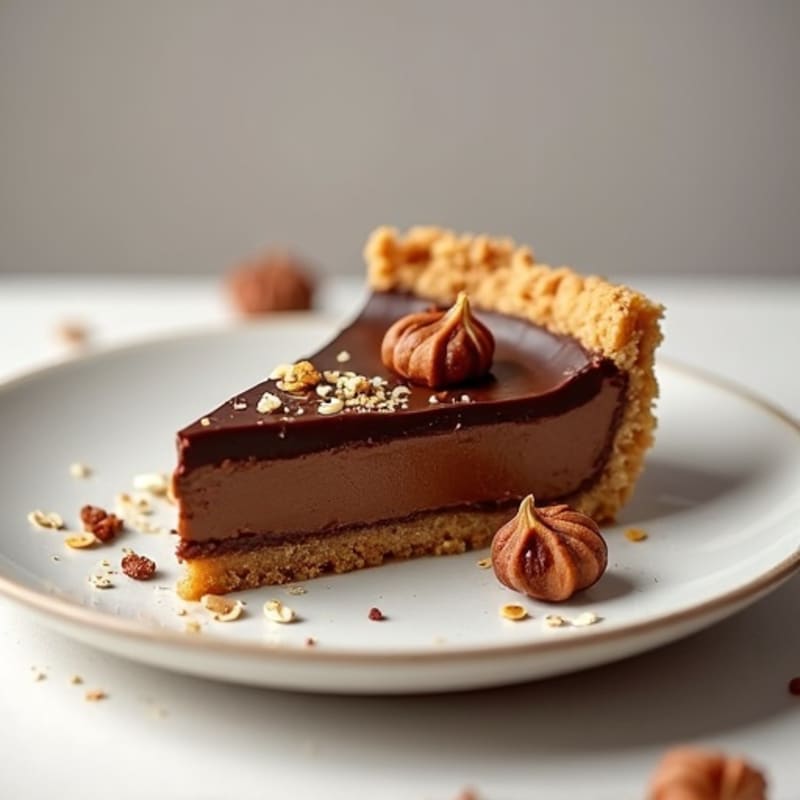 No-Bake Dark Chocolate Peanut Butter Protein Pie