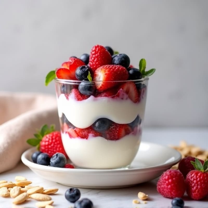 Greek Yogurt Protein Parfait with Berries and Almonds