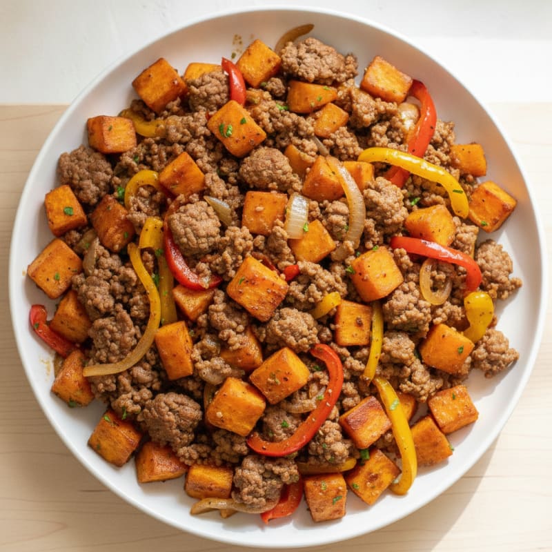 Ground Beef and Sweet Potato Skillet