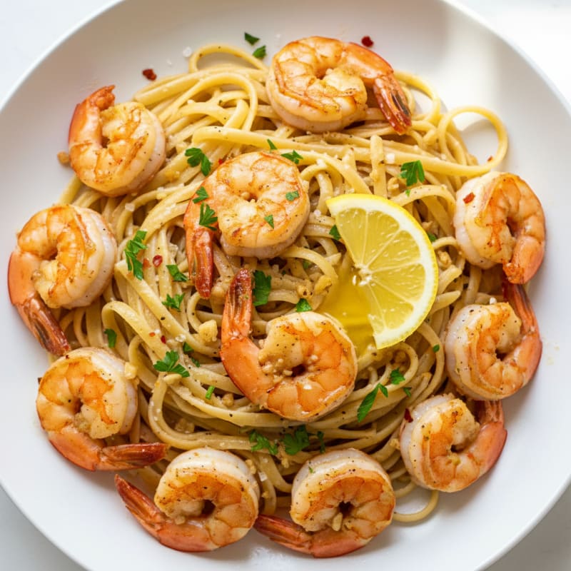 Garlic Butter Shrimp Scampi with Linguine