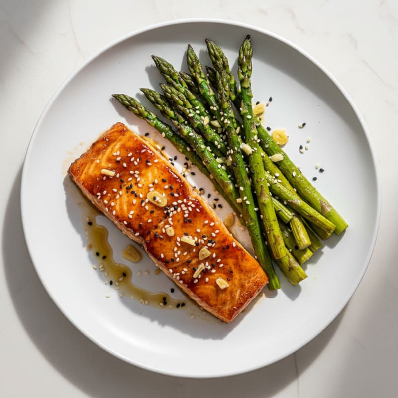 Golden Teriyaki-Glazed Salmon with Roasted Asparagus