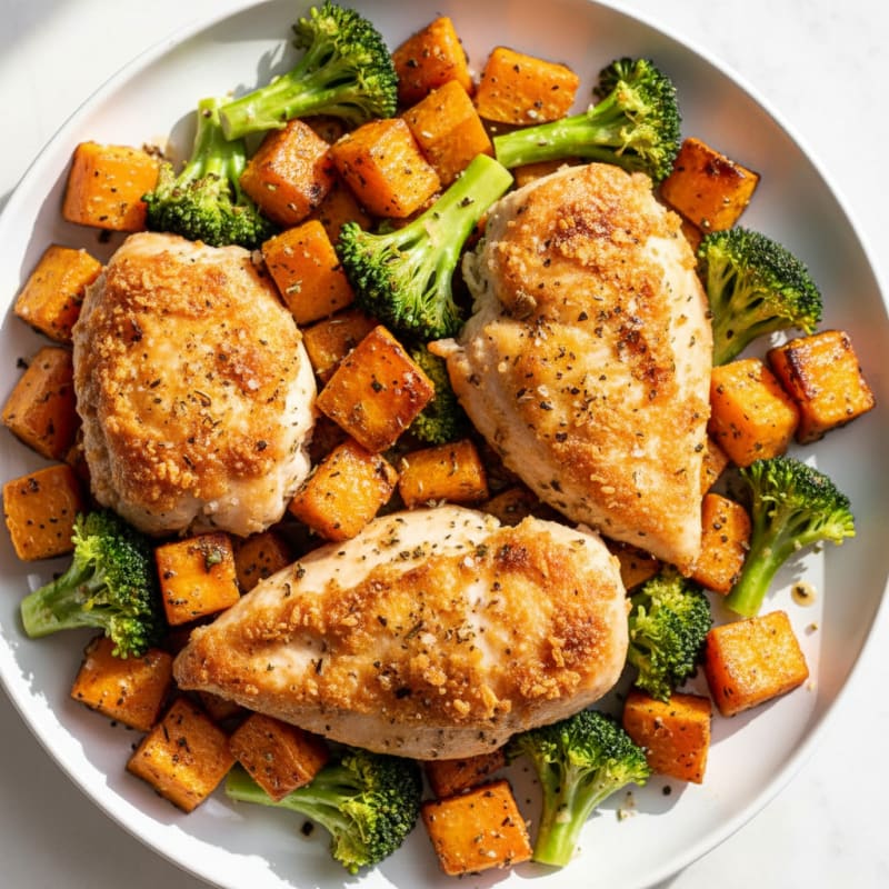 Crispy Roasted Chicken and Sweet Potato Medley