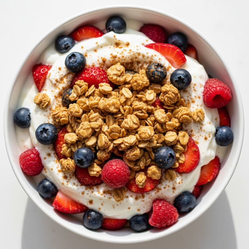 Creamy Greek Yogurt Parfait with Mixed Berries and Protein Granola
