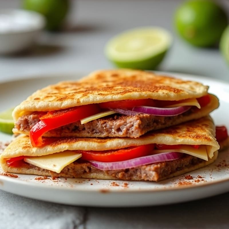 Spicy Lime Steak Quesadillas with Bell Peppers