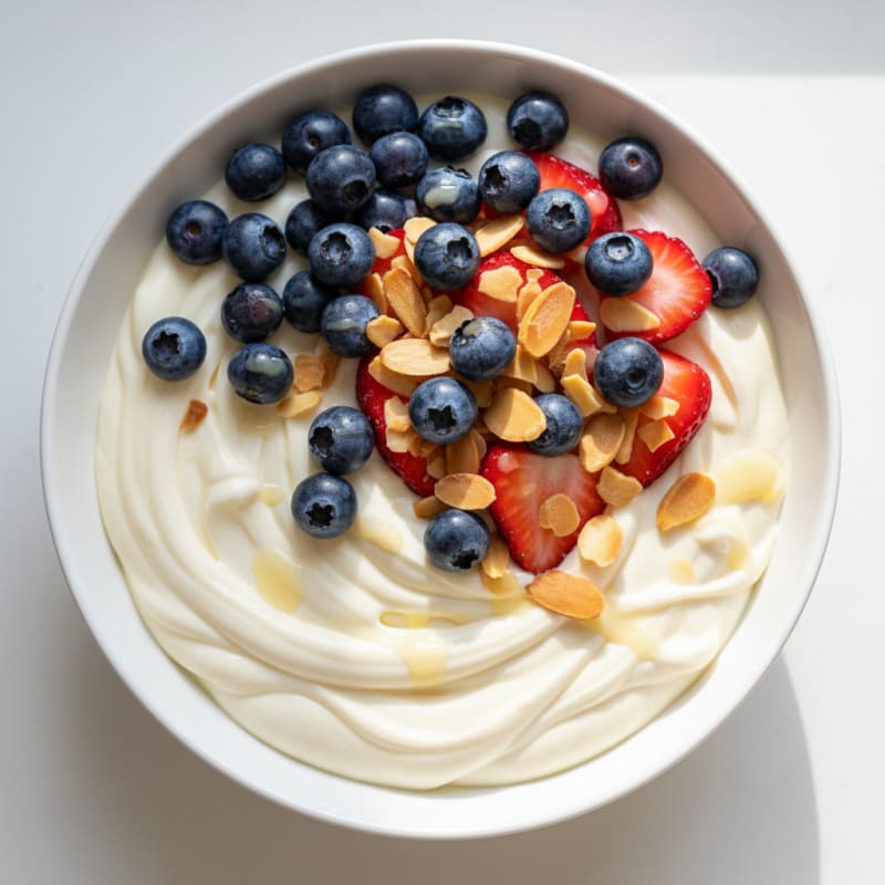 Creamy Greek Yogurt with Protein Powder and Fresh Berries