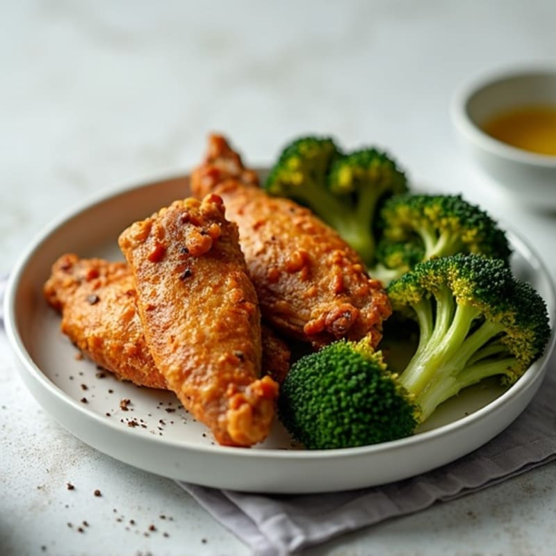 Crispy Baked Chicken Wings with Roasted Broccoli