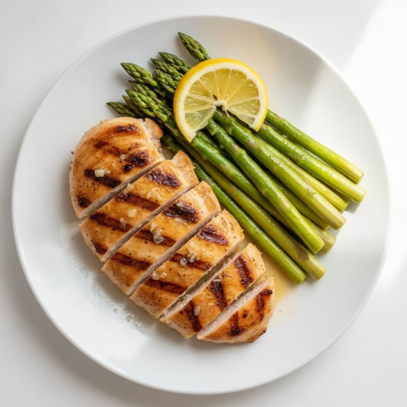 Grilled Chicken Breast with Steamed Asparagus