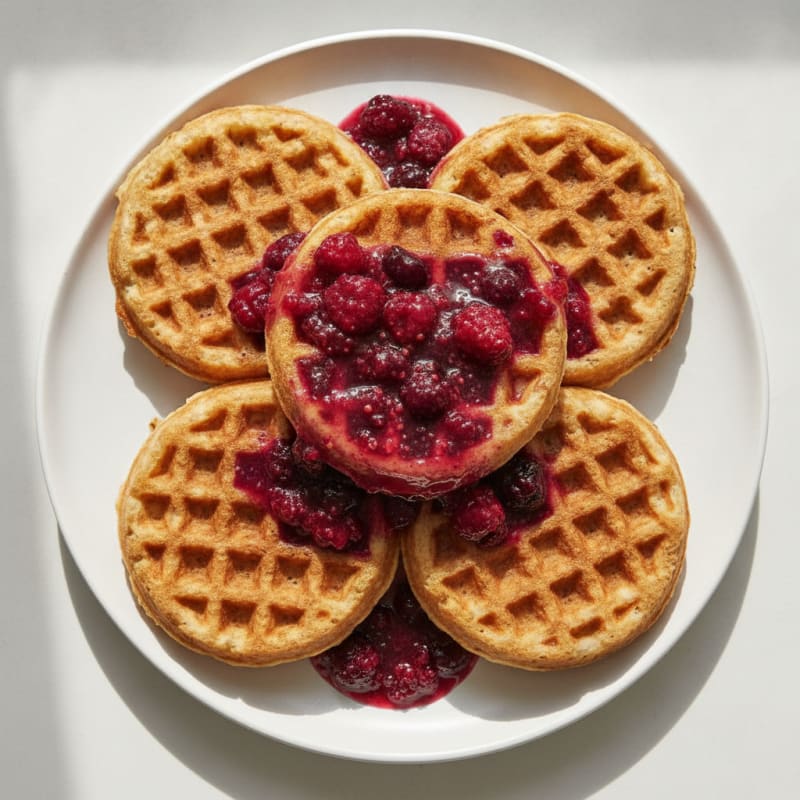 Cottage Cheese Waffles with Berry Compote