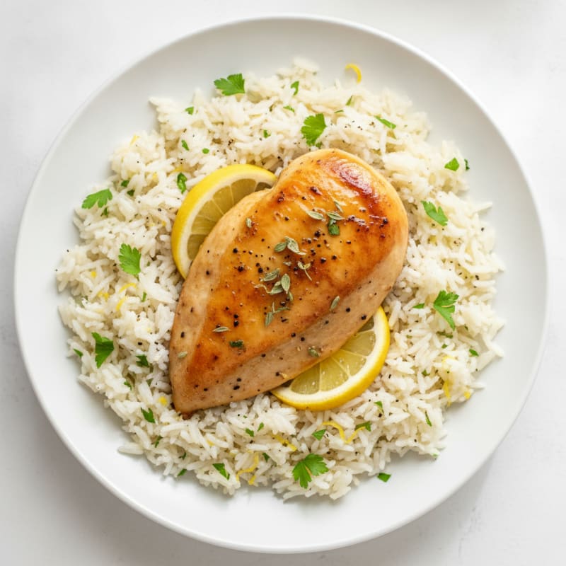 Lemon Herb Rice Pilaf with Roasted Chicken