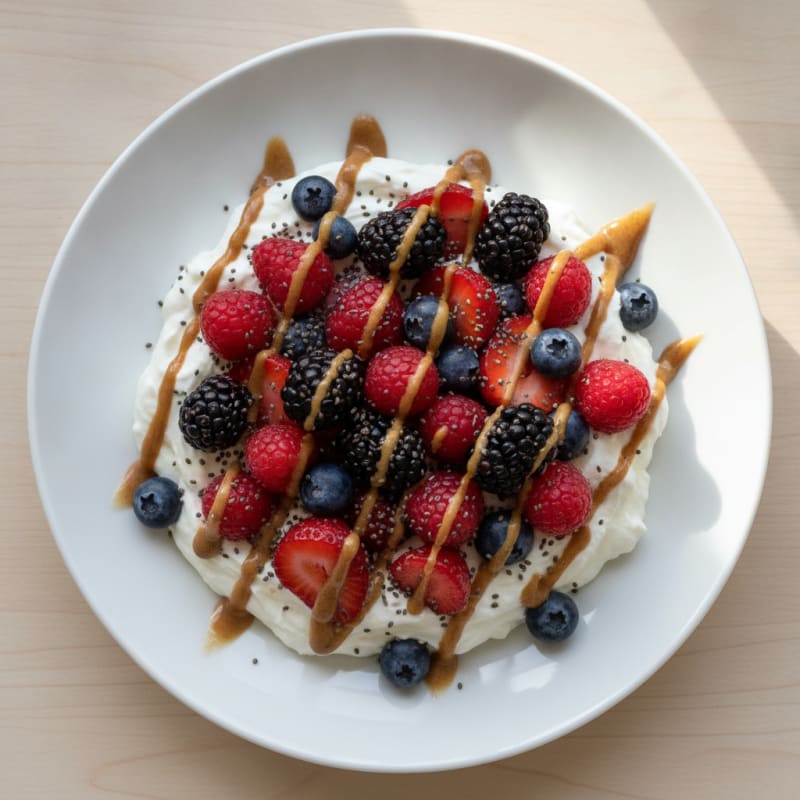 Silky Greek Yogurt Protein Pudding with Mixed Berries