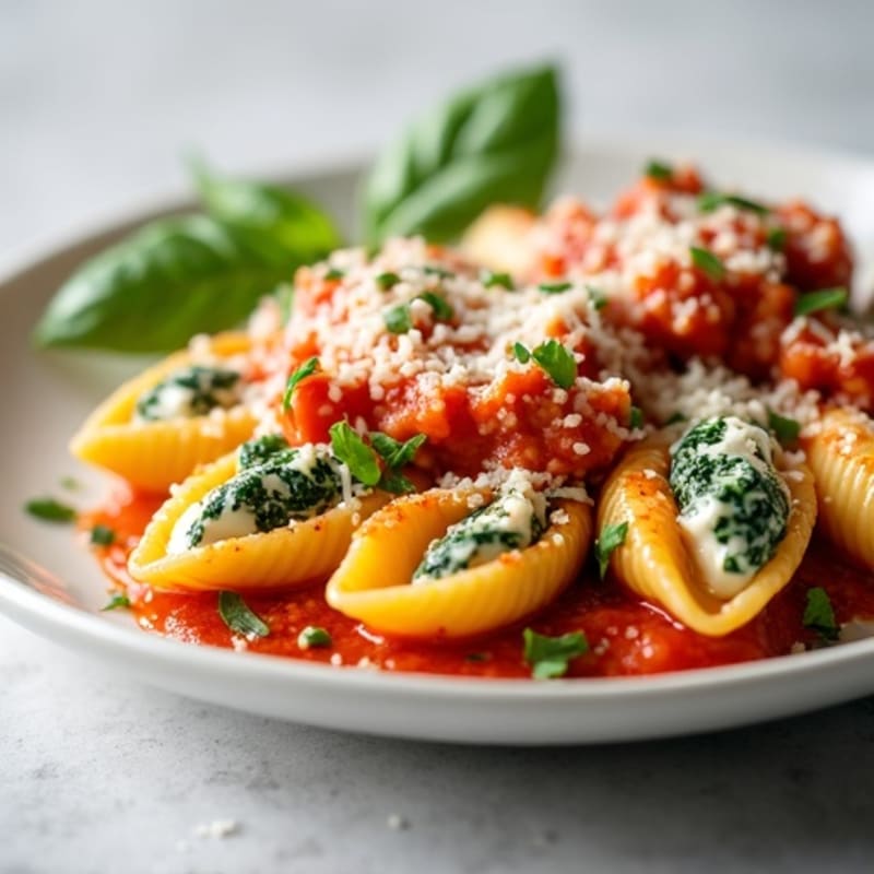 Creamy Spinach Ricotta Stuffed Pasta Shells