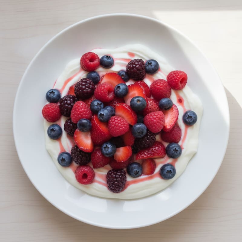 Silky Greek Yogurt Protein Pudding with Mixed Berries