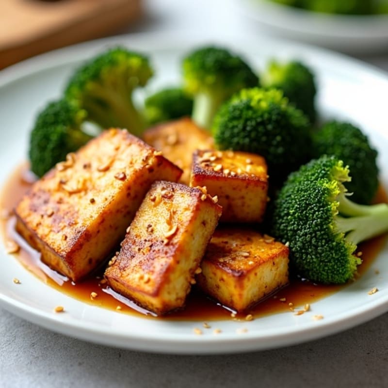 Crispy Sesame Ginger Tofu with Roasted Broccoli