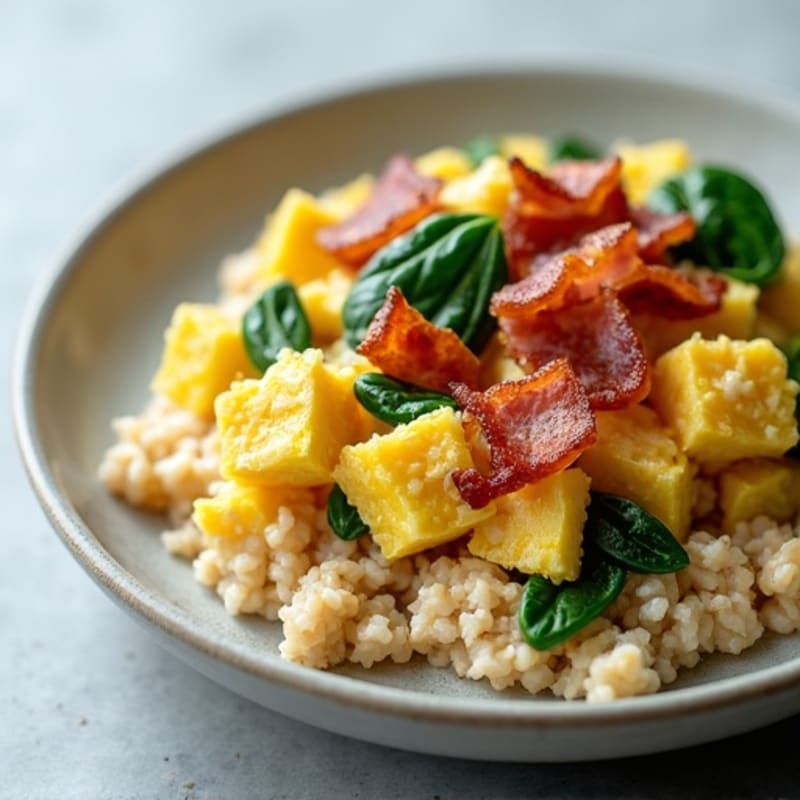 Egg White Scramble with Spinach and Turkey Bacon with Oatmeal