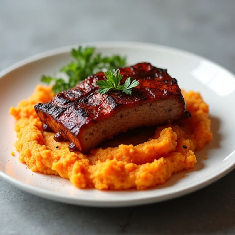 Smoky Oven-Baked Baby Back Ribs with Sweet Potato Mash
