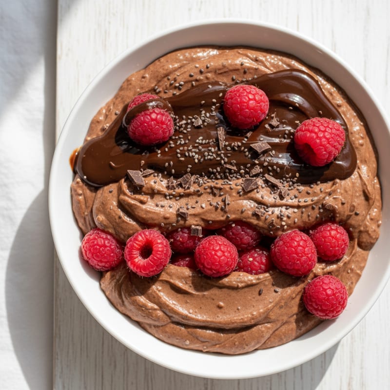 Creamy Dark Chocolate Raspberry Chia Pudding