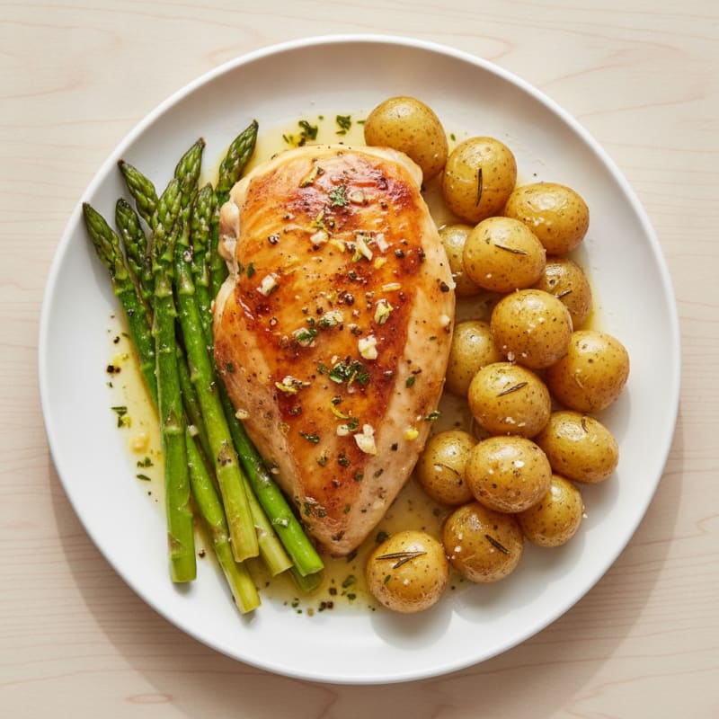 Lemon-Herb Roasted Chicken with Asparagus