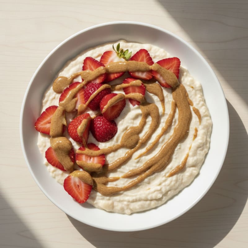 Creamy Bean Protein Pudding with Fresh Strawberries