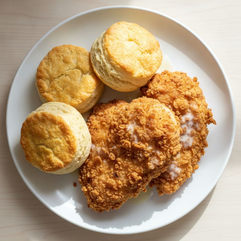 Buttermilk Fried Chicken and Fluffy Biscuits